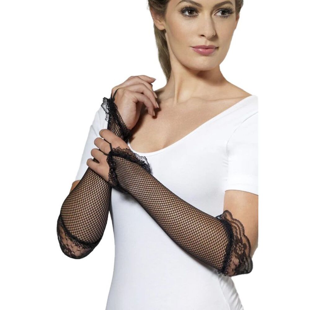 Smiffys Womens/Ladies Fishnet Fingerless Gloves / Black